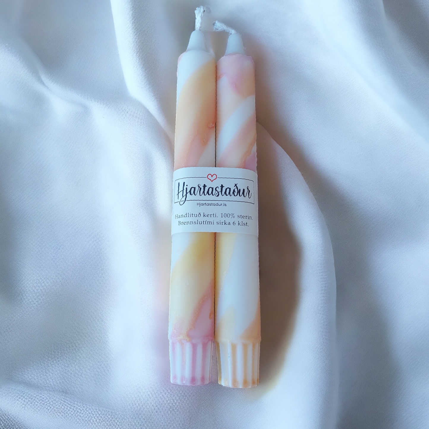 Deluxe kerti Gul & Bleik | 2 stk Handlituð kerti