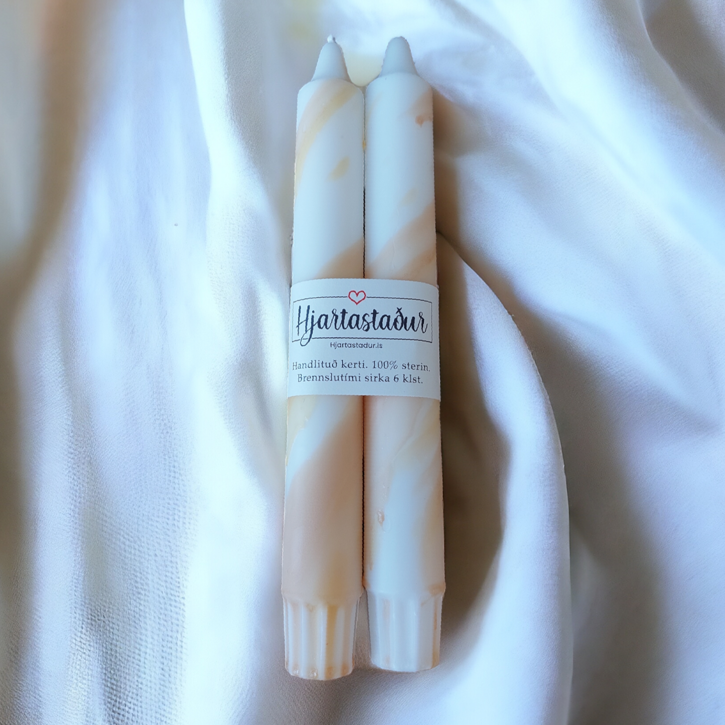 Deluxe kerti Gul & Beige | 2 stk Handlituð kerti