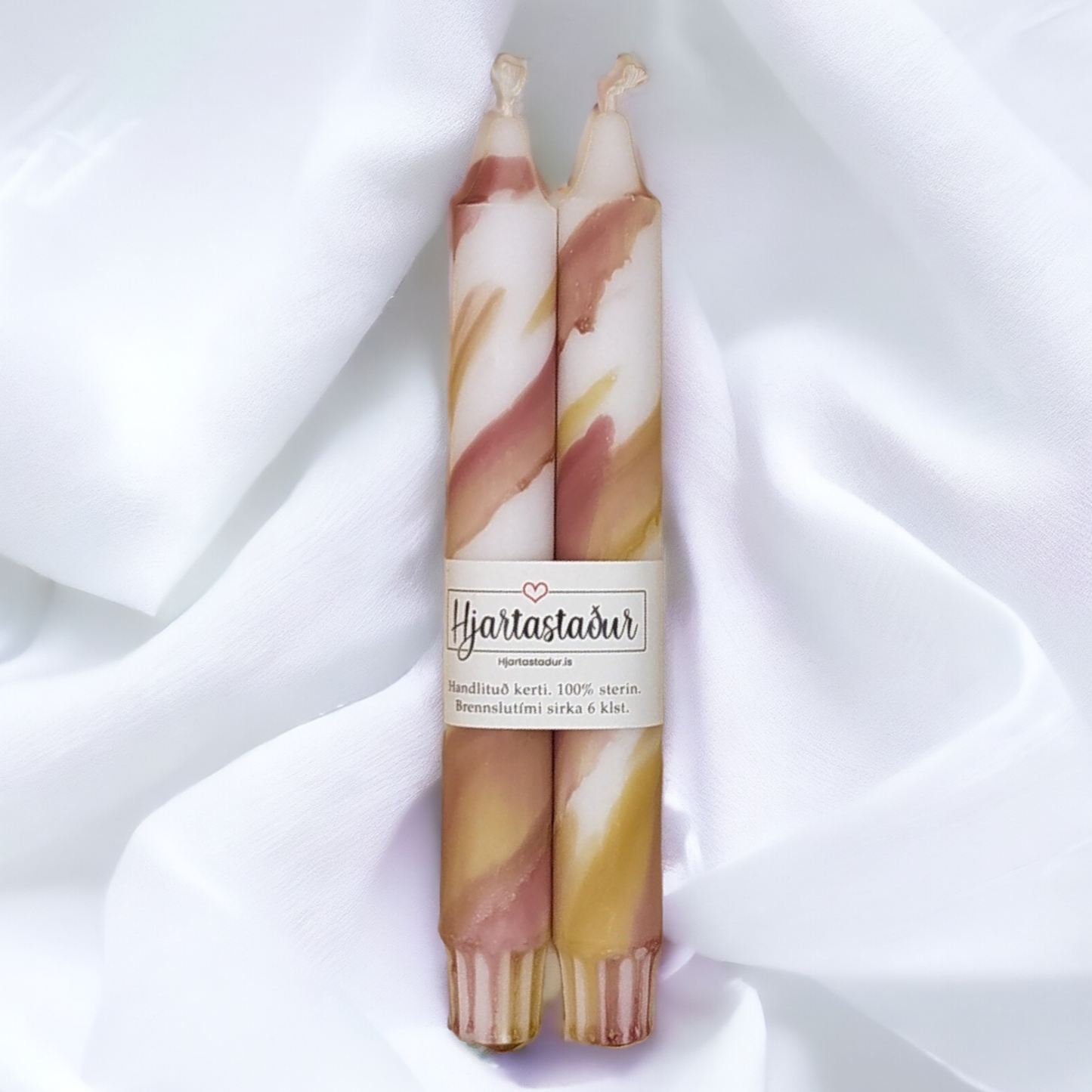 Deluxe kerti rauðleit | 2 stk Handlituð kerti