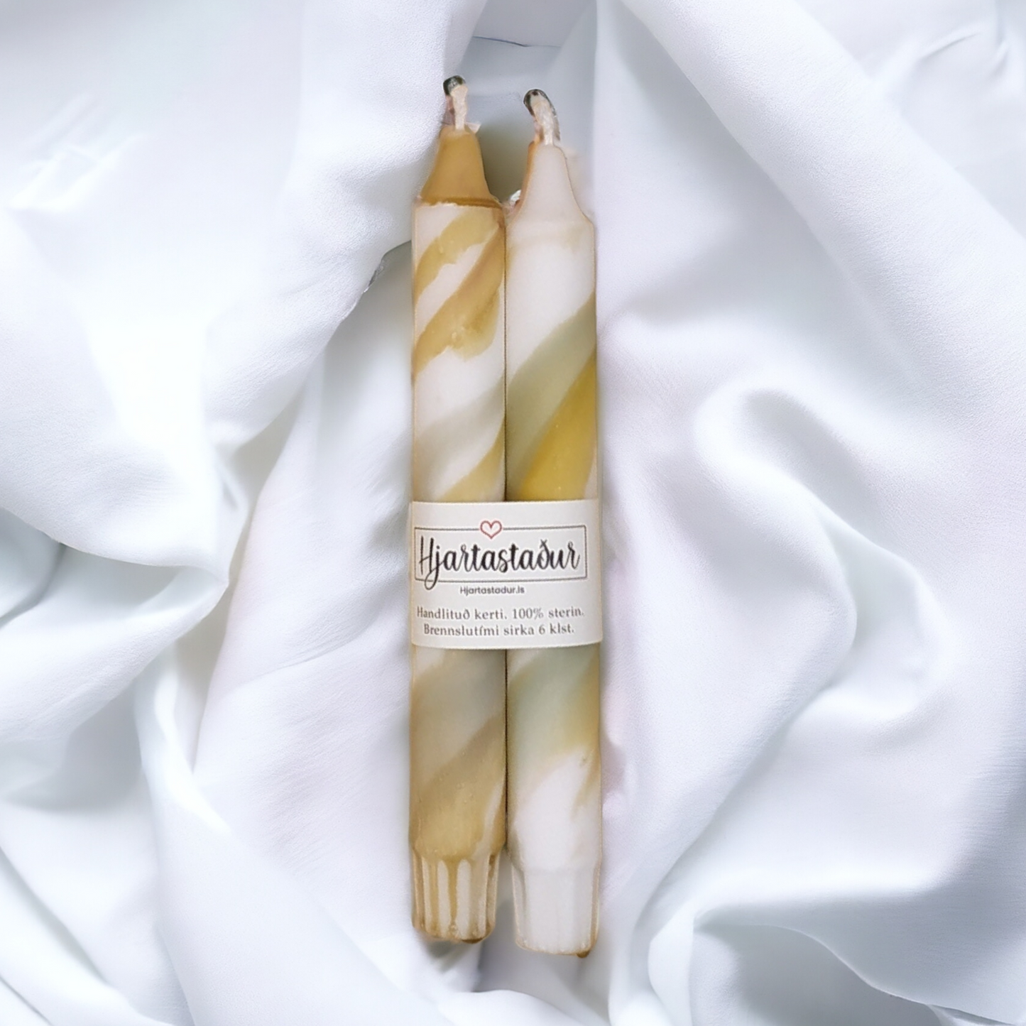 Deluxe kerti grænleit | 2 stk Handlituð kerti