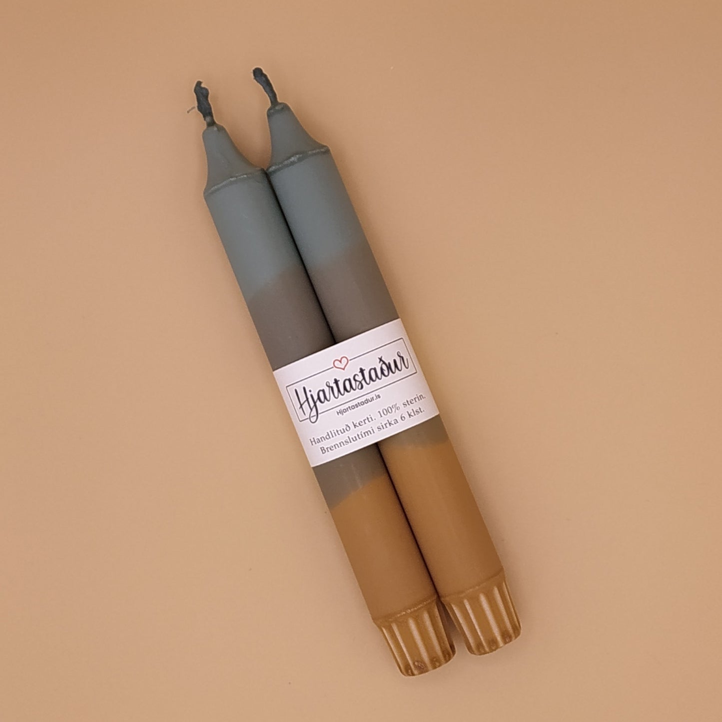 Kerti Brún Haustgræn | 2 stk Handlituð kerti