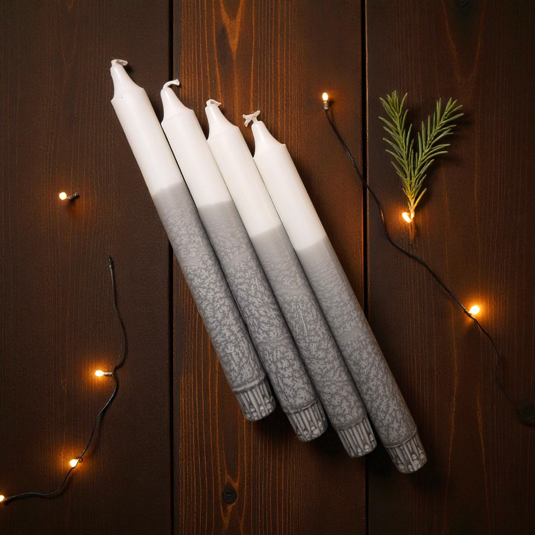 Grá aðventukerti – 4 stk