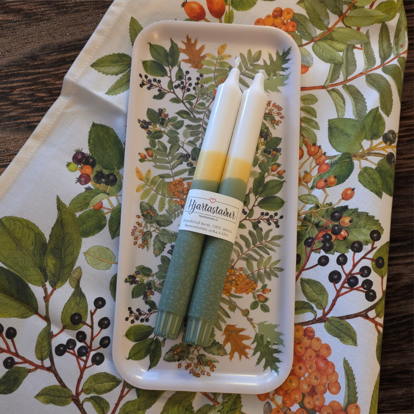 Gjöf | Kerti , Bakki & Viskustykki Haust