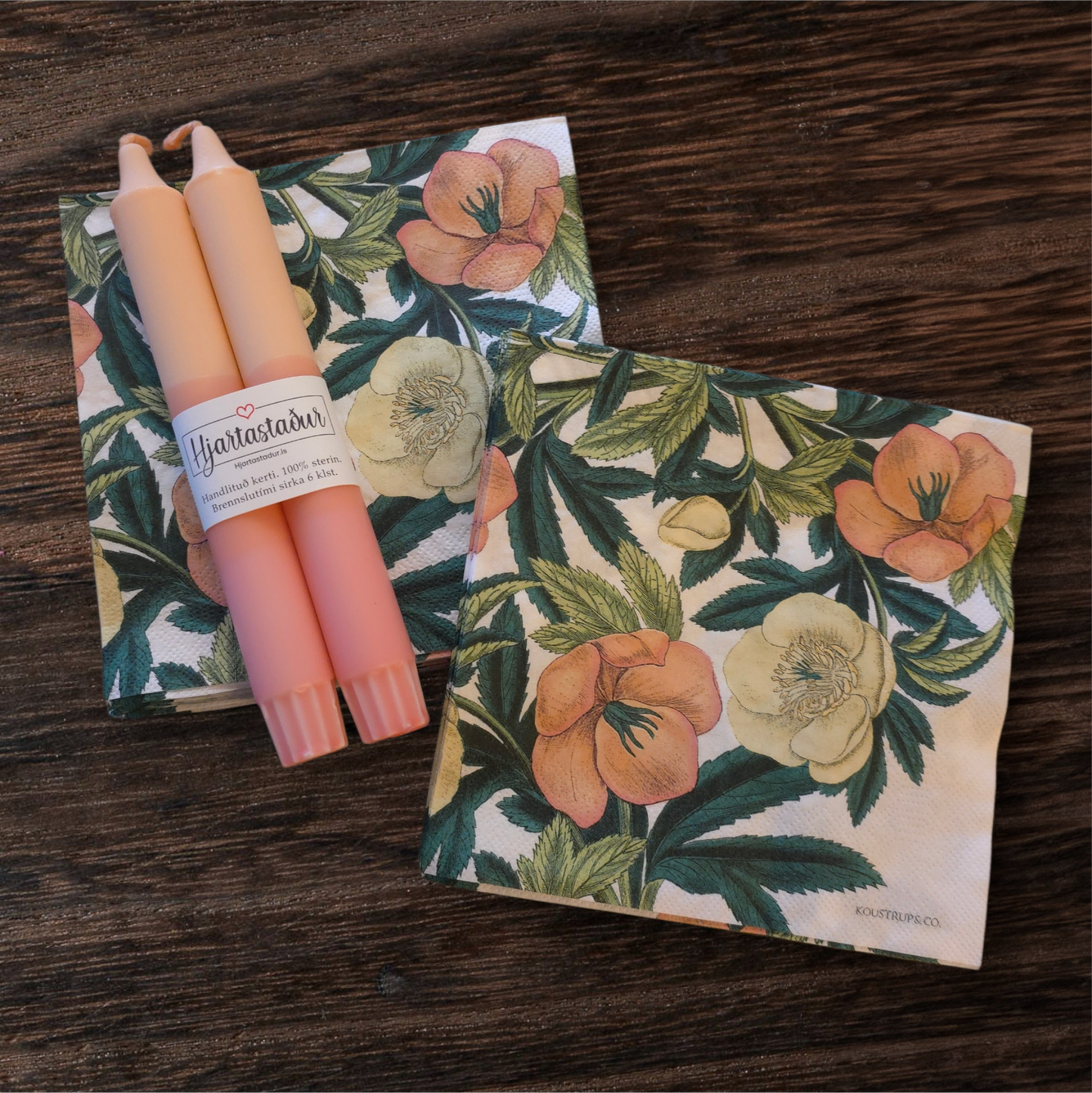 Gjöf | Kerti & Servíettur Vor